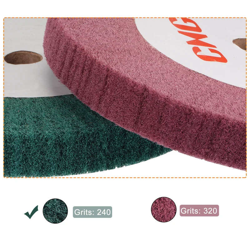 150mmx25mm 240 Grit Non-Woven Nylon Wire Drawing Abrasive Polishing Flap Wheel