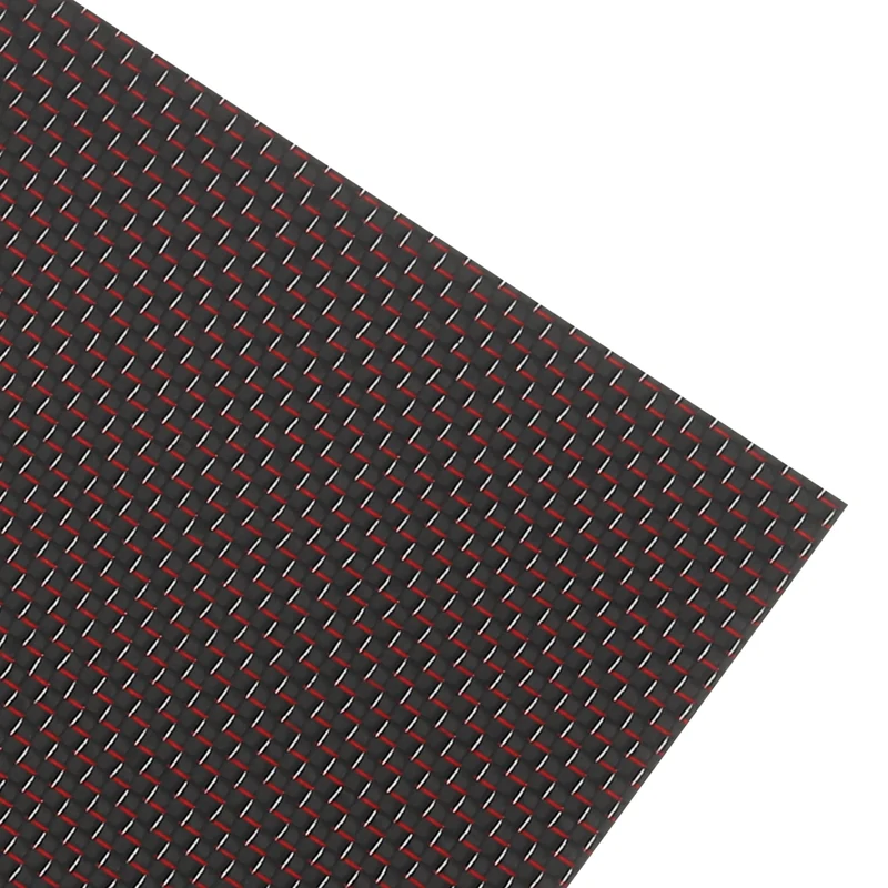 1 Pcs 3K Carbon Fiber Sheet 250x100x2mm Board with Red Metallic Threads