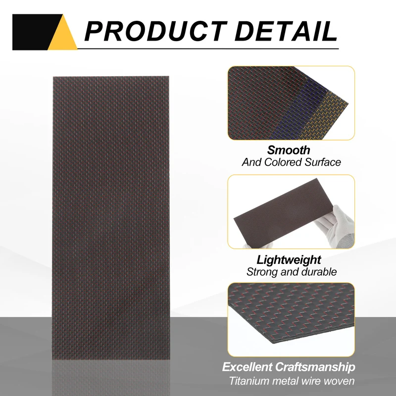 1 Pcs 3K Carbon Fiber Sheet 250x100x2mm Board with Red Metallic Threads