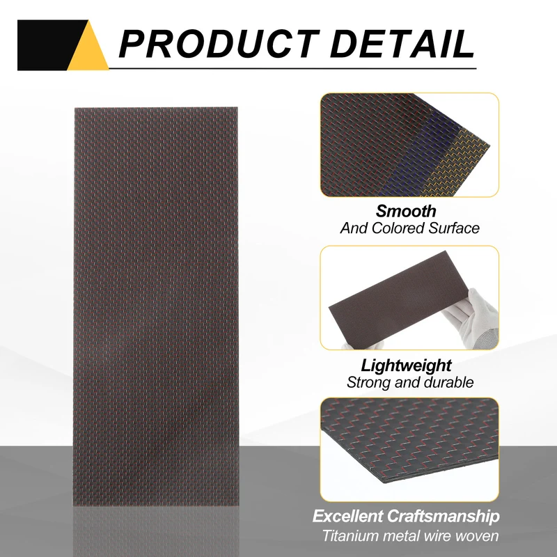 1 Pcs 3K Carbon Fiber Sheet 250x100x1mm Board with Red Metallic Threads