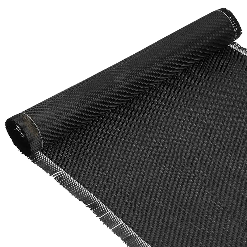 Carbon Fiber Fabric 4.3ft x 11.8" Sheet Roll 2x2 Twill Weave 3K 220g Black 2pcs
