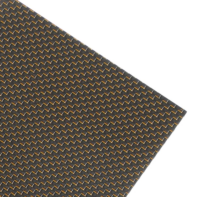 1 Pcs 3K Carbon Fiber Sheet 240x240x2mm Board with Gold Metallic Threads