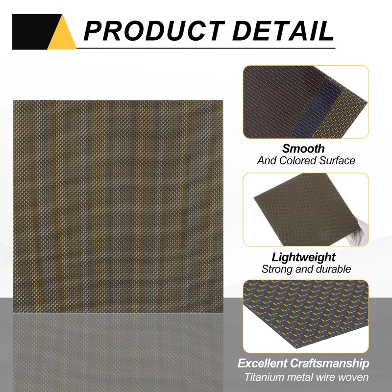 1 Pcs 3K Carbon Fiber Sheet 240x240x2mm Board with Gold Metallic Threads