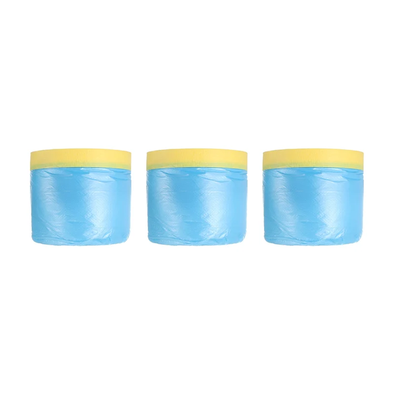 Pre-Taped Masking Film, 1.8ft x 82ft Medium-Tack Painters Tape Blue Film 3Pcs