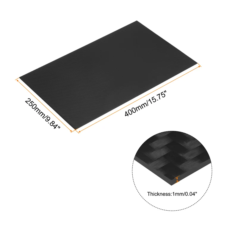 1 Pcs Carbon Fiber Sheet 400x250x1mm Matte Surface Twill Weave Panel Sheet