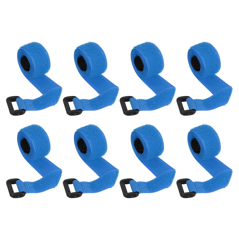 8Pcs 0.8"x23.6" Reusable Cinch Strap Hook and Loop Cable Securing Strap Blue