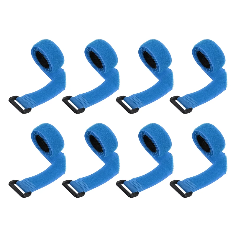 8Pcs 0.8"x19.7" Reusable Cinch Strap Hook and Loop Cable Securing Strap Blue