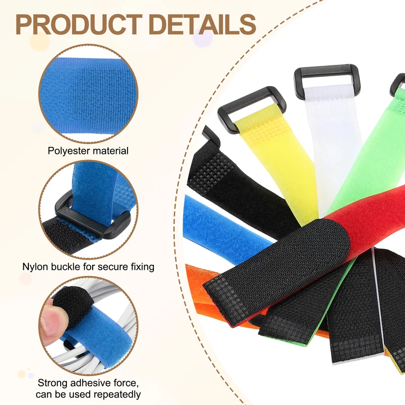 8Pcs 0.8"x19.7" Reusable Cinch Strap Hook and Loop Cable Securing Strap Blue
