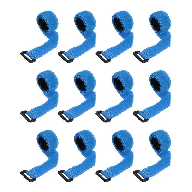 12Pcs 0.8"x17.7" Reusable Cinch Strap Hook and Loop Cable Securing Strap Blue