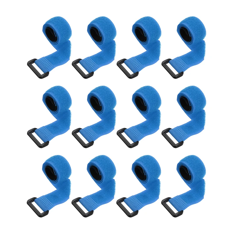 12Pcs 0.8"x15.7" Reusable Cinch Strap Hook and Loop Cable Securing Strap Blue
