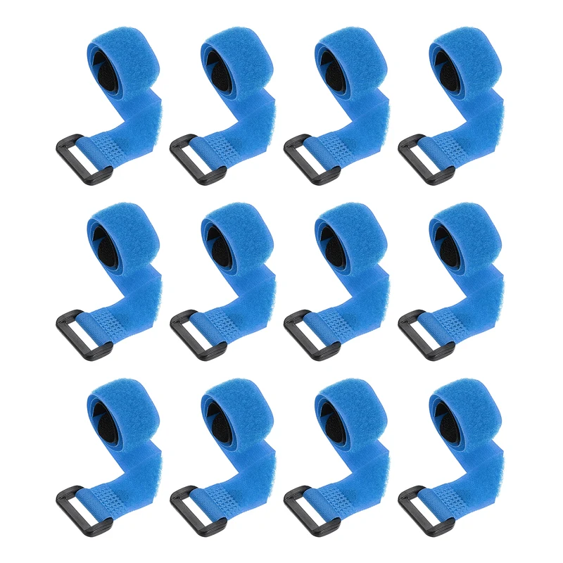 12Pcs 0.8"x11.8" Reusable Cinch Strap Hook and Loop Cable Securing Strap Blue