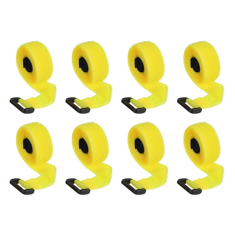 8Pcs 0.8"x35.4" Reusable Cinch Strap Hook and Loop Cable Securing Strap Yellow