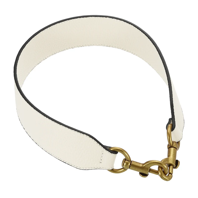 22.83" PU Leather Short Bag Strap with Clasp Beige Deep Gold Buckle