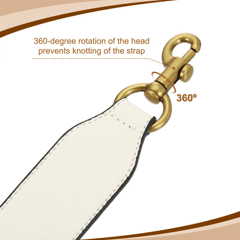 22.83" PU Leather Short Bag Strap with Clasp Beige Deep Gold Buckle