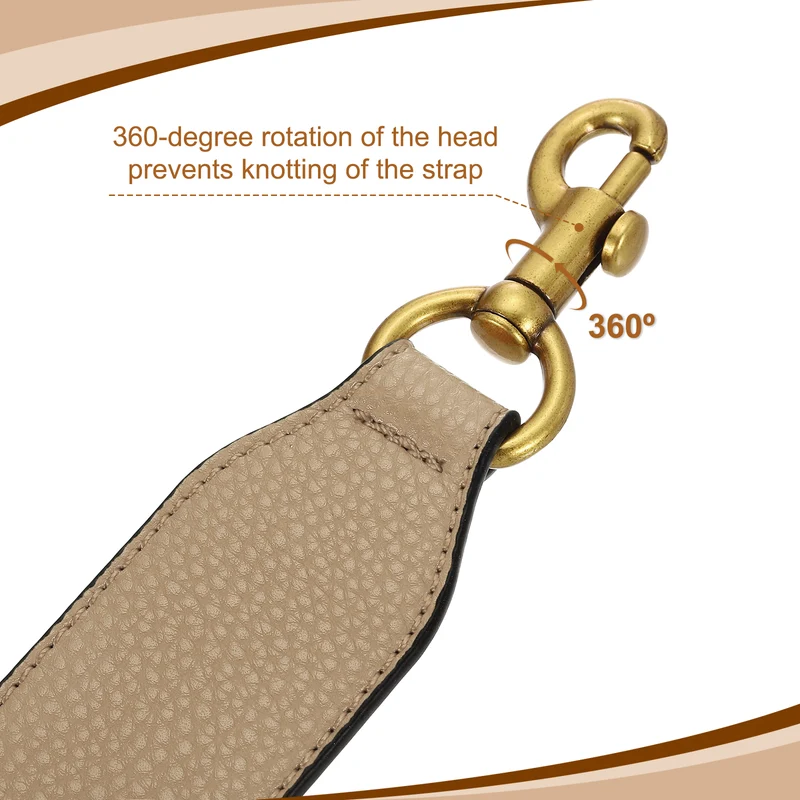 22.83" PU Leather Short Bag Strap with Clasp, Tawny, Deep Gold Buckle