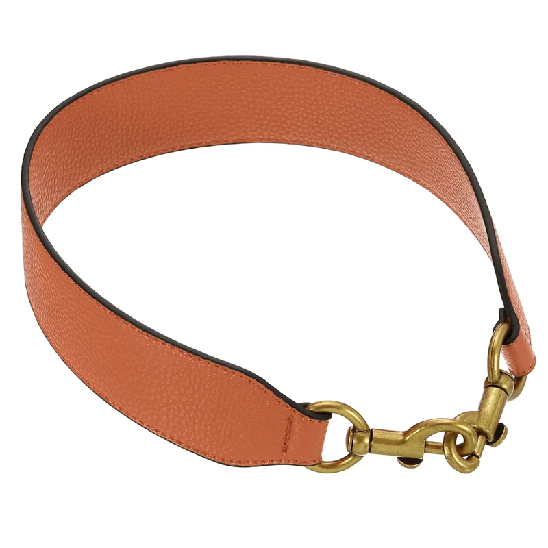 22.83" PU Leather Short Bag Strap with Clasp, Orange, Deep Gold Buckle