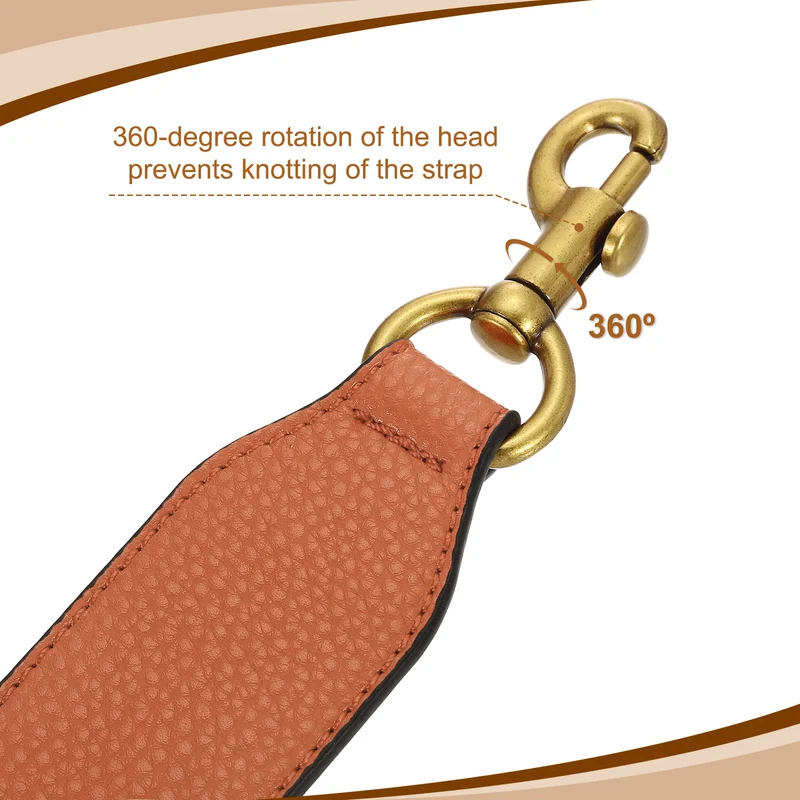 22.83" PU Leather Short Bag Strap with Clasp, Orange, Deep Gold Buckle