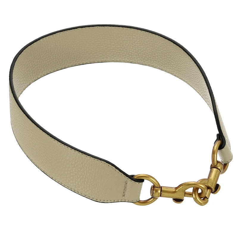 22.83" PU Leather Short Bag Strap with Clasp, Khaki, Deep Gold Buckle