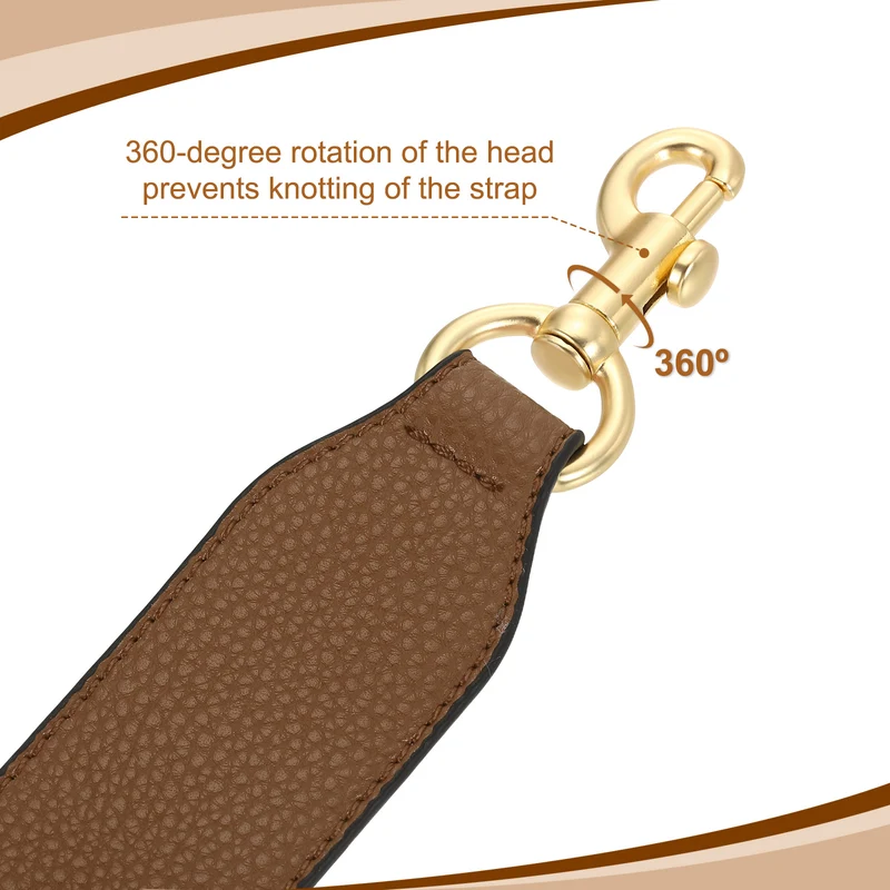 22.83" PU Leather Short Bag Strap with Clasp Brown Light Gold Buckle