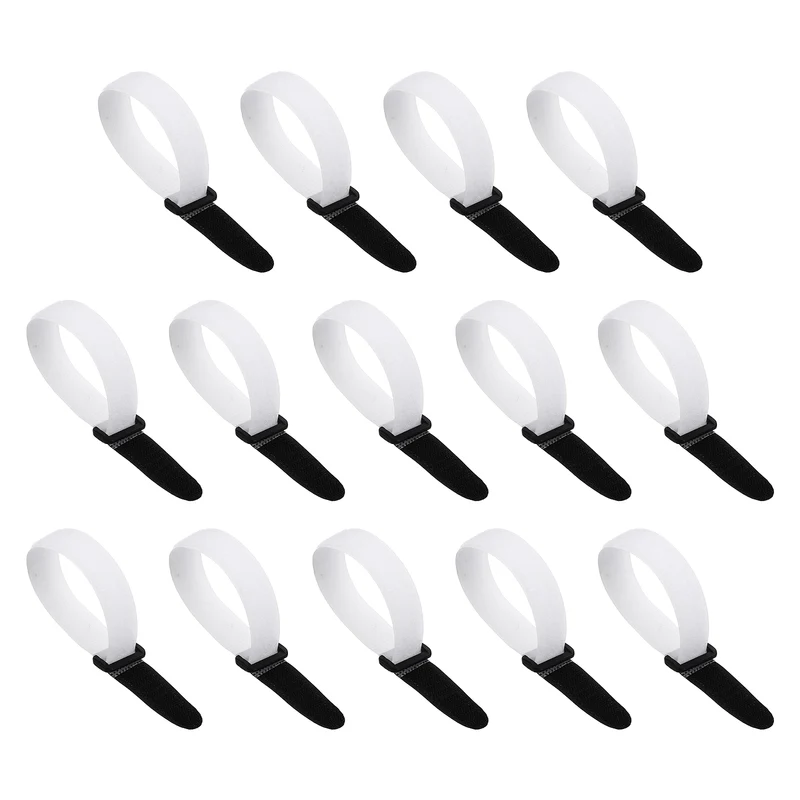 14pcs Reusable Cinch Strap 1.1"x10" Hook and Loop Cable Securing Strap White
