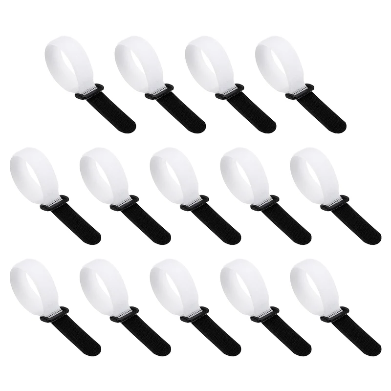 14pcs Reusable Cinch Strap 1.1"x8.3" Hook and Loop Cable Securing Strap White