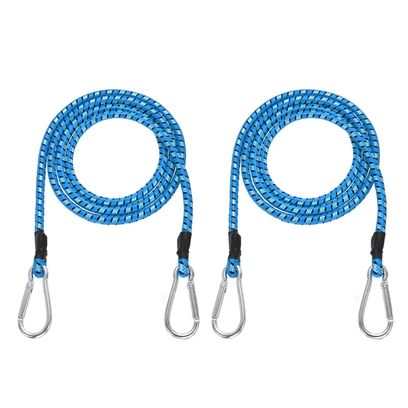 2 Pcs 5ft Elastic Bungee Cords with Carabiners Outdoor Bungee Cords Blue