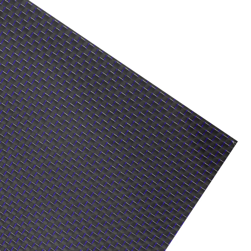 1 Pcs 3K Carbon Fiber Sheet 300x200x3mm Board with Blue Metallic Threads