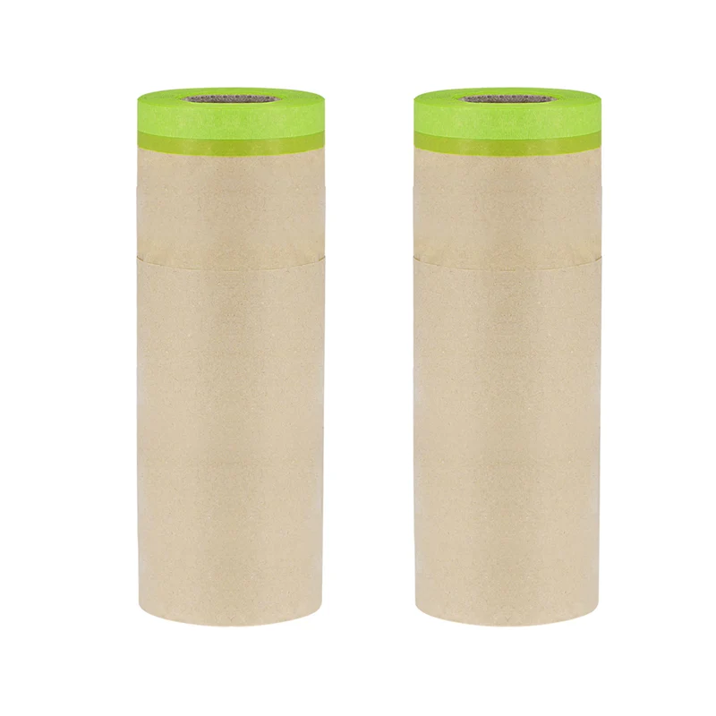 Pre-Taped Masking Paper 11.8" x 49ft Brown Paper High-Tack Tape 2pcs Green