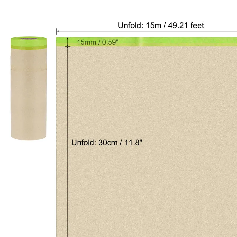 Pre-Taped Masking Paper 11.8" x 49ft Brown Paper High-Tack Tape 2pcs Green