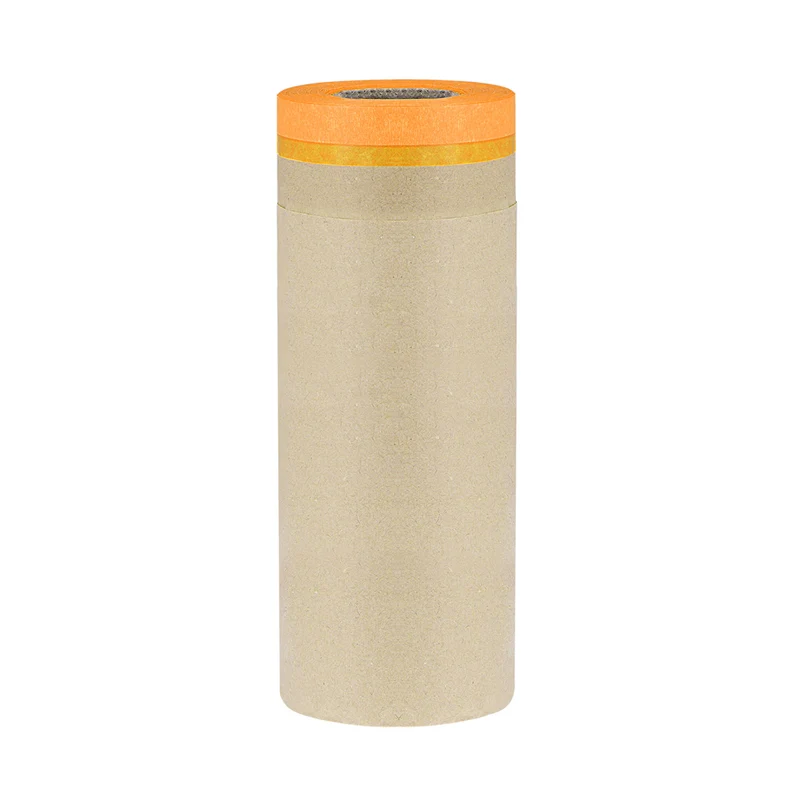 Pre-Taped Masking Paper 17.7" x 49ft Brown Paper High-Tack Tape Orange