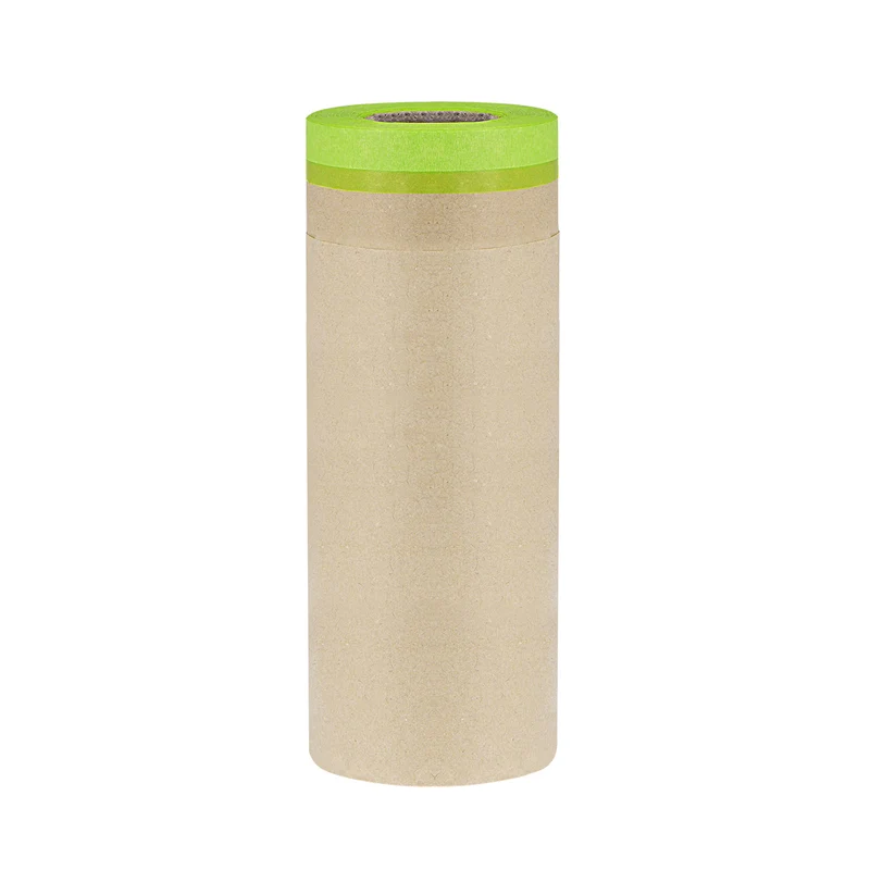 Pre-Taped Masking Paper 17.7" x 49ft Brown Paper High-Tack Tape Green