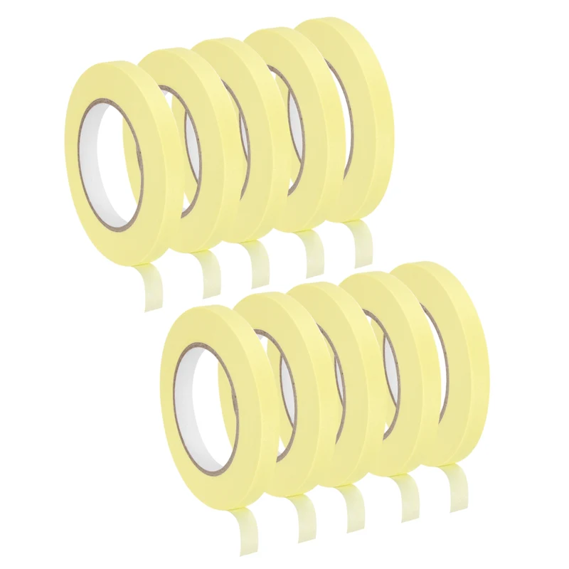 10 Pcs 0.5 Inch Wide 60 Yards Light Yellow Masking Tape Painters Tape Rolls