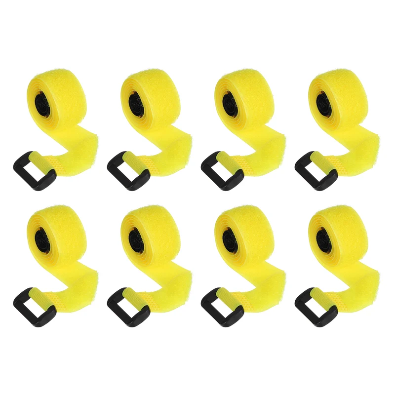 8Pcs 0.8"x23.6" Reusable Cinch Strap Hook and Loop Cable Securing Strap Yellow