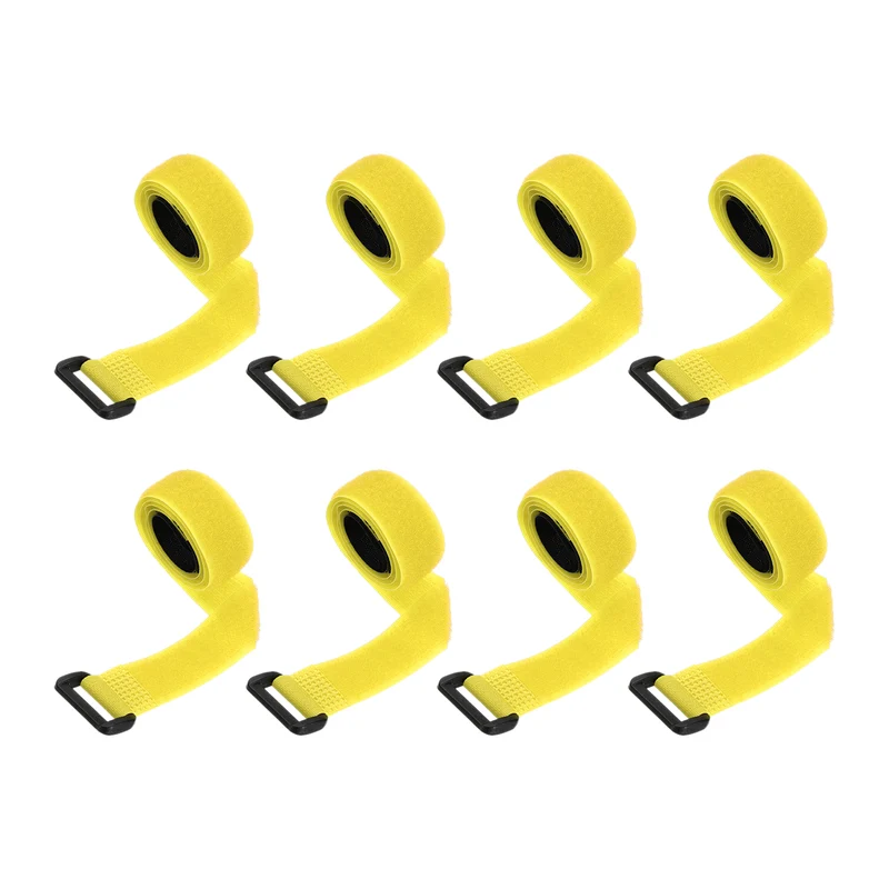 8Pcs 0.8"x19.7" Reusable Cinch Strap Hook and Loop Cable Securing Strap Yellow