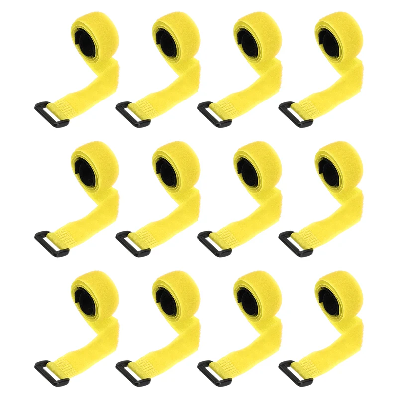 12Pcs 0.8"x17.7" Reusable Cinch Strap Hook and Loop Cable Securing Strap Yellow