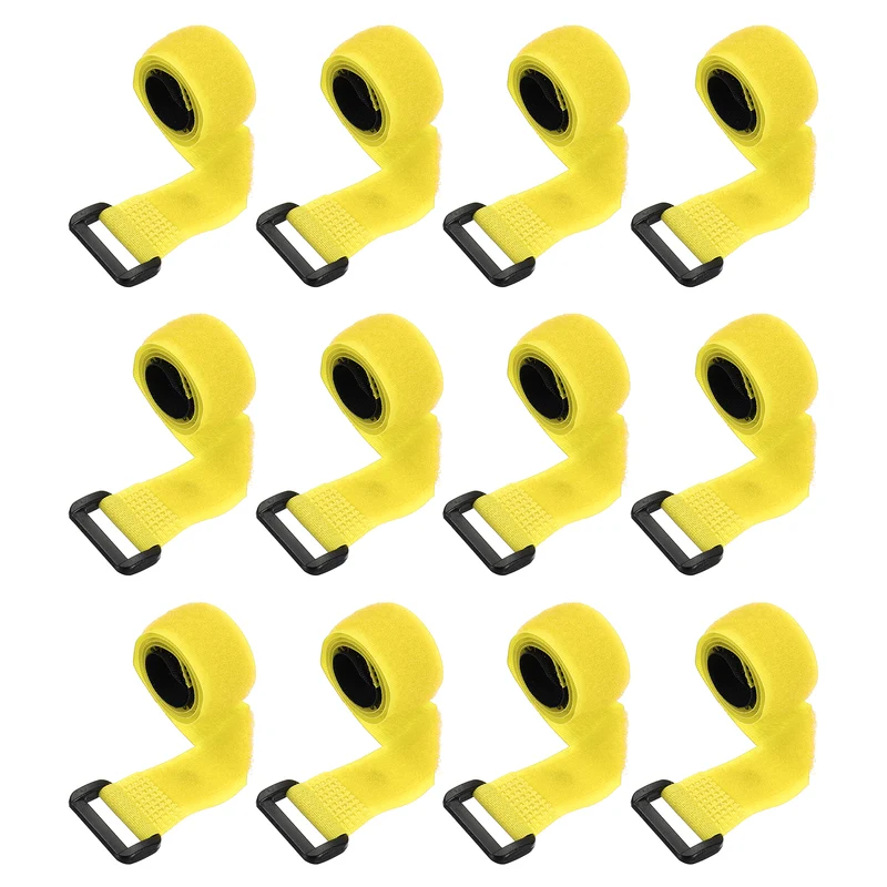 12Pcs 0.8"x15.7" Reusable Cinch Strap Hook and Loop Cable Securing Strap Yellow