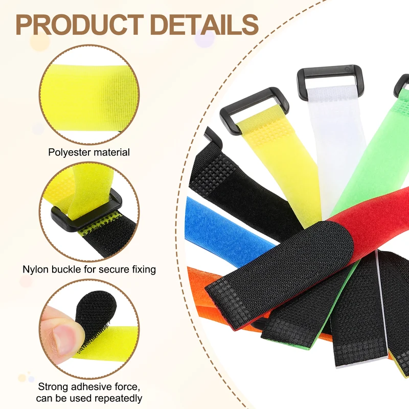 12Pcs 0.8"x13.8" Reusable Cinch Strap Hook and Loop Cable Securing Strap Yellow