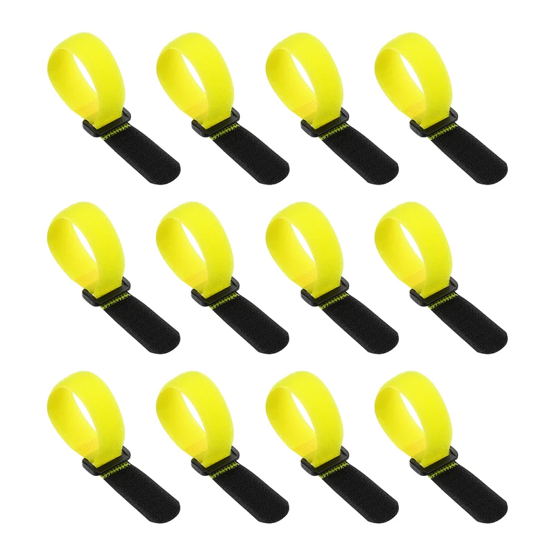 12Pcs 0.8"x8" Reusable Cinch Strap Hook and Loop Cable Securing Strap Yellow