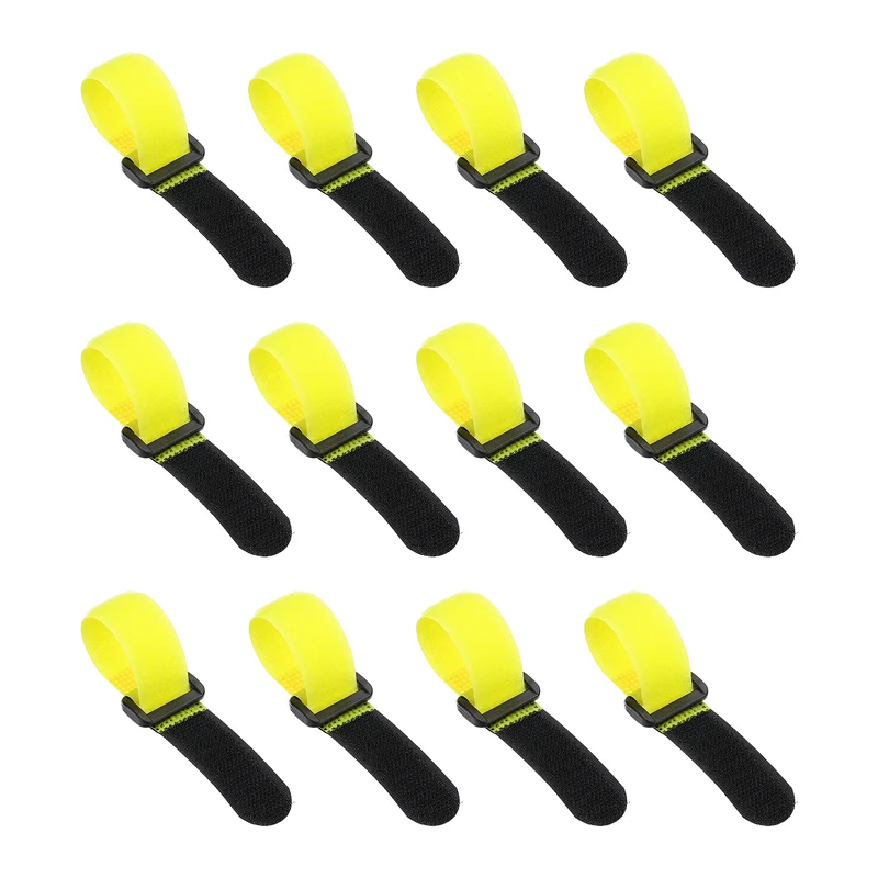 12Pcs 0.8"x6" Reusable Cinch Strap Hook and Loop Cable Securing Strap Yellow