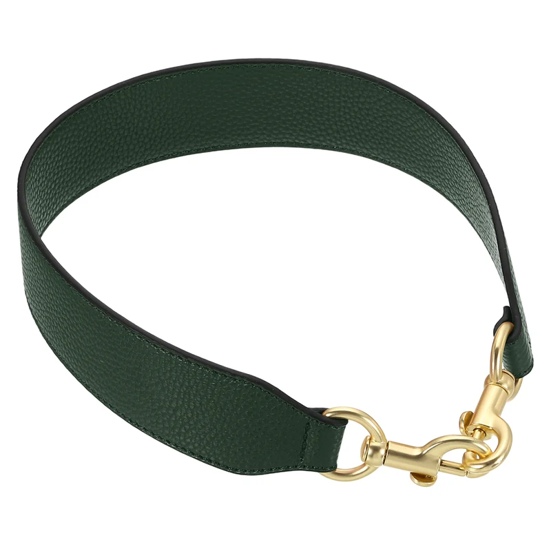22.83" PU Leather Short Bag Strap with Clasp, Light Gold Buckle, Dark Green