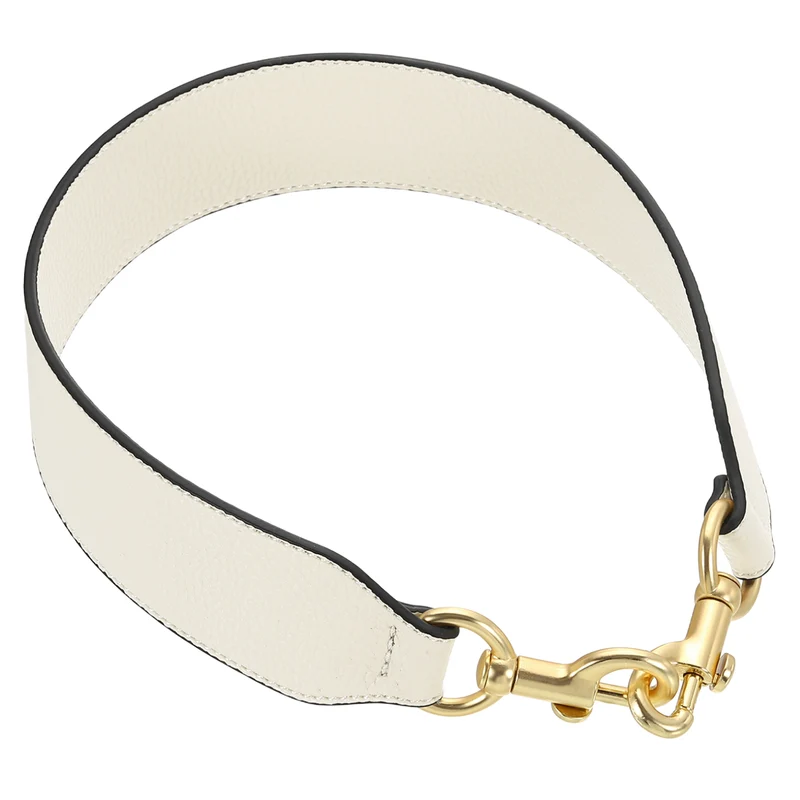 22.83" PU Leather Short Bag Strap with Clasp Beige Light Gold Buckle