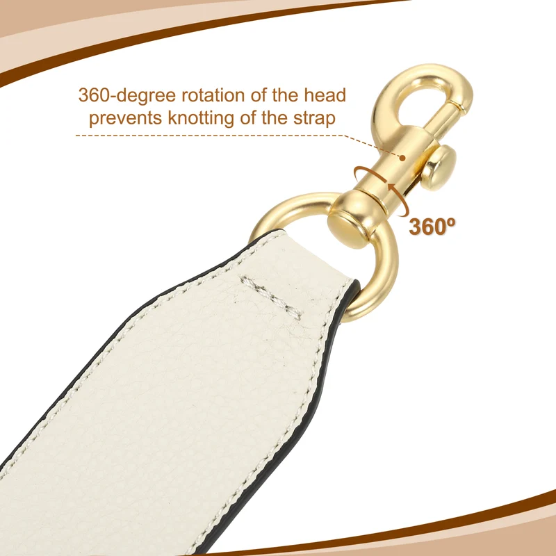 22.83" PU Leather Short Bag Strap with Clasp Beige Light Gold Buckle