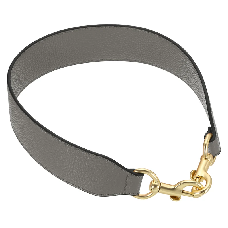 22.83" PU Leather Short Bag Strap with Clasp, Grey, Light Gold Buckle