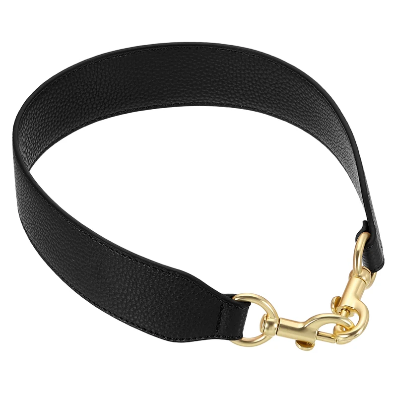 22.83" PU Leather Short Bag Strap with Clasp Black Light Gold Buckle