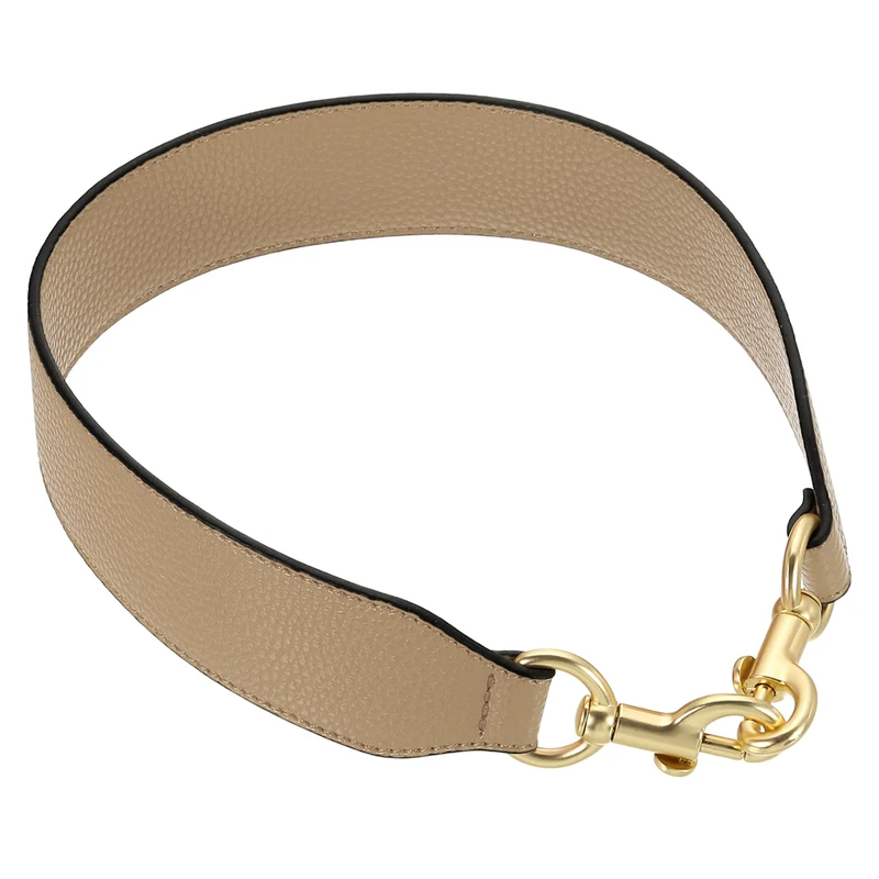 22.83" PU Leather Short Bag Strap with Clasp, Tawny, Light Gold Buckle