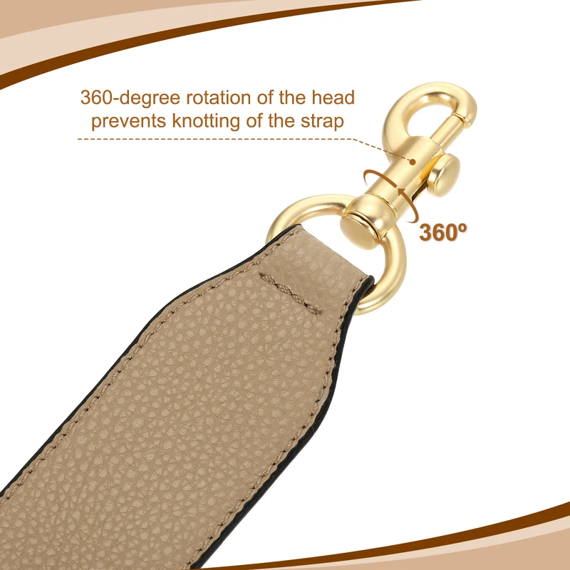 22.83" PU Leather Short Bag Strap with Clasp, Tawny, Light Gold Buckle