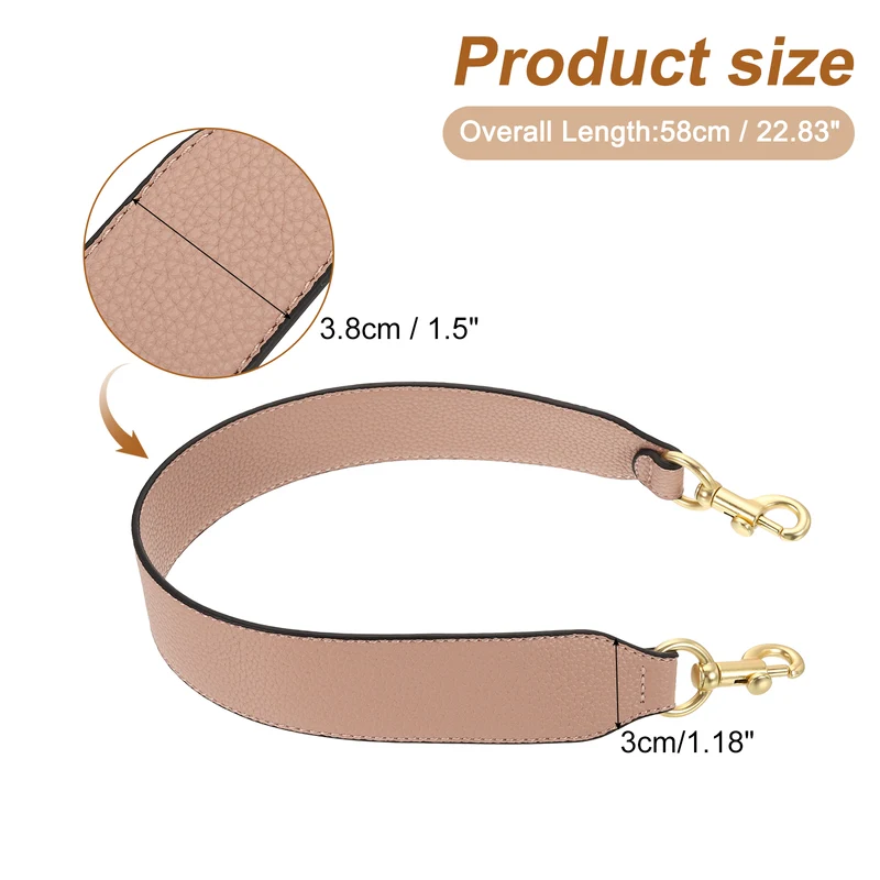 22.83" PU Leather Short Bag Strap with Clasp Pink Light Gold Buckle