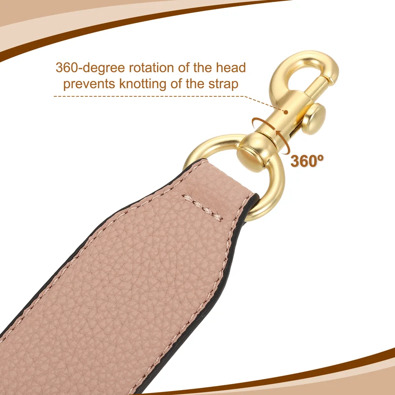 22.83" PU Leather Short Bag Strap with Clasp Pink Light Gold Buckle