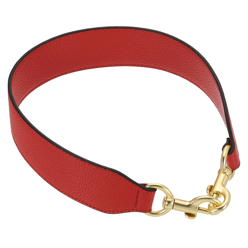 22.83" PU Leather Short Bag Strap with Clasp Red Light Gold Buckle