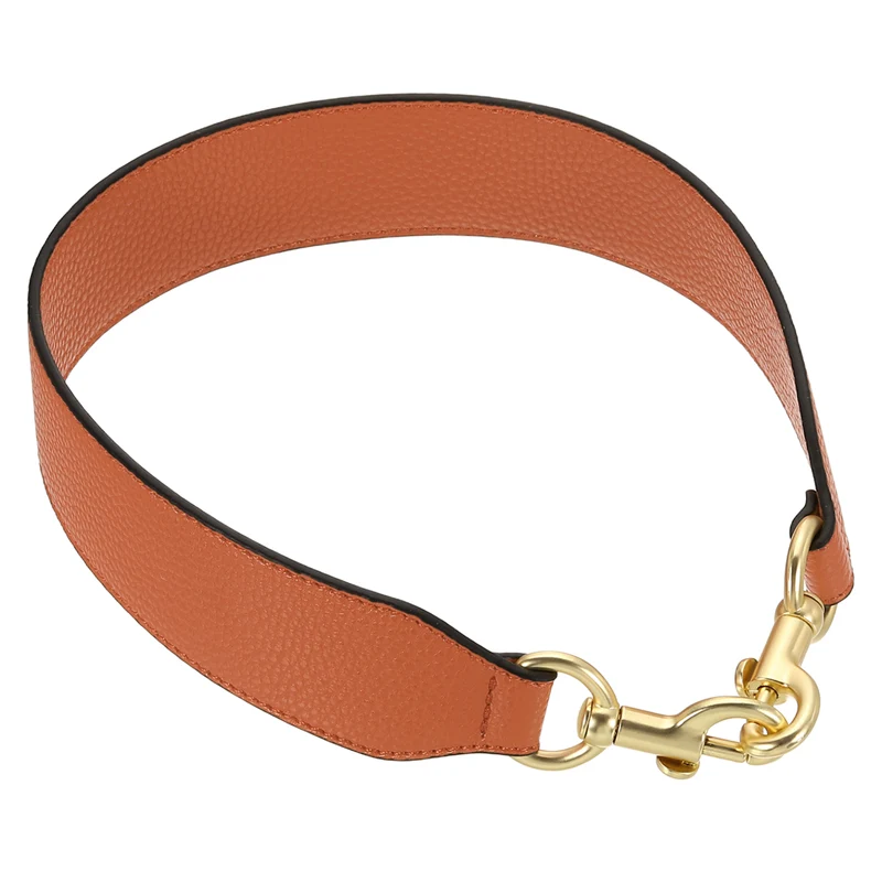 22.83" PU Leather Short Bag Strap with Clasp, Orange, Light Gold Buckle